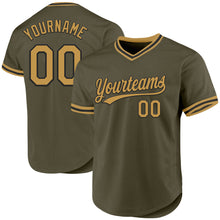 Загрузить изображение в средство просмотра галереи, Custom Olive Old Gold-Black Authentic Throwback Salute To Service Baseball Jersey