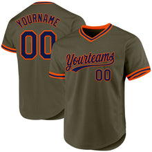 Загрузить изображение в средство просмотра галереи, Custom Olive Navy-Orange Authentic Throwback Salute To Service Baseball Jersey