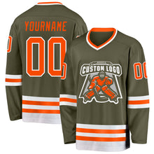 Laden Sie das Bild in den Galerie-Viewer, Custom Olive Orange-White Salute To Service Hockey Jersey
