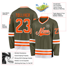 Laden Sie das Bild in den Galerie-Viewer, Custom Olive Orange-White Salute To Service Hockey Jersey