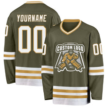 Charger l'image dans la galerie, Custom Olive White-Old Gold Salute To Service Hockey Jersey