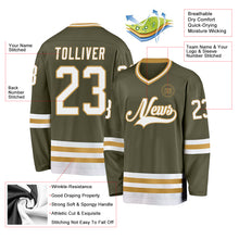Charger l'image dans la galerie, Custom Olive White-Old Gold Salute To Service Hockey Jersey