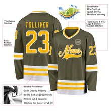 Charger l'image dans la galerie, Custom Olive Gold-White Salute To Service Hockey Jersey