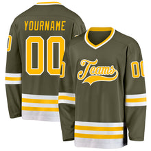 Charger l'image dans la galerie, Custom Olive Gold-White Salute To Service Hockey Jersey