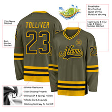 Charger l'image dans la galerie, Custom Olive Black-Gold Salute To Service Hockey Jersey