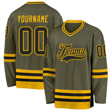 Charger l'image dans la galerie, Custom Olive Black-Gold Salute To Service Hockey Jersey