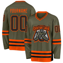 Charger l'image dans la galerie, Custom Olive Black-Orange Salute To Service Hockey Jersey