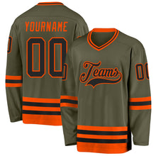 Charger l'image dans la galerie, Custom Olive Black-Orange Salute To Service Hockey Jersey