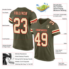 Laden Sie das Bild in den Galerie-Viewer, Custom Olive Cream-Red Mesh Authentic Salute To Service Football Jersey
