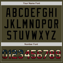 Laden Sie das Bild in den Galerie-Viewer, Custom Olive Vintage USA Flag-Black Authentic Salute To Service Baseball Jersey