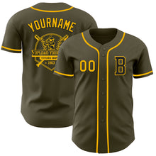 Laden Sie das Bild in den Galerie-Viewer, Custom Olive Gold-Black Authentic Salute To Service Baseball Jersey
