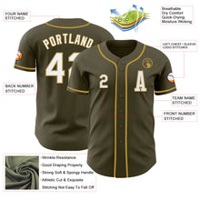 Laden Sie das Bild in den Galerie-Viewer, Custom Olive White-Old Gold Authentic Salute To Service Baseball Jersey