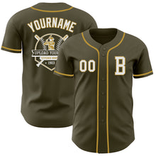 Laden Sie das Bild in den Galerie-Viewer, Custom Olive White-Old Gold Authentic Salute To Service Baseball Jersey