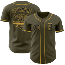 Загрузить изображение в средство просмотра галереи, Custom Olive Black-Old Gold Authentic Salute To Service Baseball Jersey