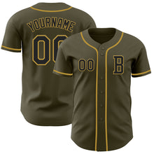 Загрузить изображение в средство просмотра галереи, Custom Olive Black-Old Gold Authentic Salute To Service Baseball Jersey
