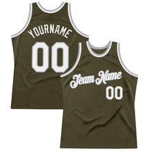 Laden Sie das Bild in den Galerie-Viewer, Custom Olive White-Gray Authentic Throwback Salute To Service Basketball Jersey