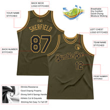 Загрузить изображение в средство просмотра галереи, Custom Olive Black-Old Gold Authentic Throwback Salute To Service Basketball Jersey