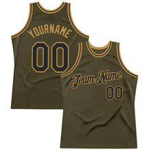 Загрузить изображение в средство просмотра галереи, Custom Olive Black-Old Gold Authentic Throwback Salute To Service Basketball Jersey