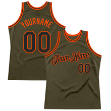 Загрузить изображение в средство просмотра галереи, Custom Olive Black-Orange Authentic Throwback Salute To Service Basketball Jersey