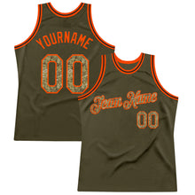Загрузить изображение в средство просмотра галереи, Custom Olive Camo Orange-Black Authentic Throwback Salute To Service Basketball Jersey