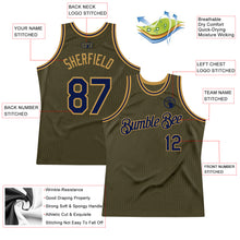 Загрузить изображение в средство просмотра галереи, Custom Olive Navy-Old Gold Authentic Throwback Salute To Service Basketball Jersey
