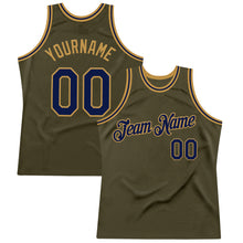 Загрузить изображение в средство просмотра галереи, Custom Olive Navy-Old Gold Authentic Throwback Salute To Service Basketball Jersey