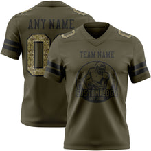 Load image into Gallery viewer, Custom Olive Camo-Black Authentic Salute To Service Football Jersey