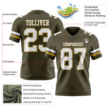 Load image into Gallery viewer, Custom Olive White-Old Gold Authentic Salute To Service Football Jersey