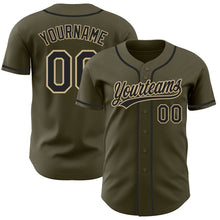 Charger l'image dans la galerie, Custom Olive Black-Vegas Gold Authentic Salute To Service Baseball Jersey