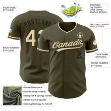 Load image into Gallery viewer, Custom Olive Cream-Black Authentic Salute To Service Baseball Jersey