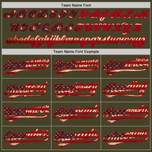 Load image into Gallery viewer, Custom Stitched Olive Vintage USA Flag-Red Baseball Pullover Sweatshirt Hoodie