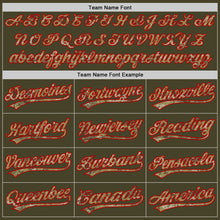 Load image into Gallery viewer, Custom Stitched Olive Camo-Red Baseball Pullover Sweatshirt Hoodie