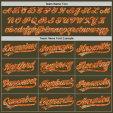 Load image into Gallery viewer, Custom Stitched Olive Camo-Orange Baseball Pullover Sweatshirt Hoodie