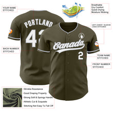 Load image into Gallery viewer, Custom Olive White-Gray Authentic Baseball Jersey
