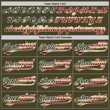 Load image into Gallery viewer, Custom Olive Vintage USA Flag-Cream Authentic Baseball Jersey