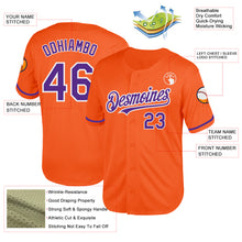 Load image into Gallery viewer, Custom Orange Purple-White Mesh Authentic Throwback Baseball Jersey