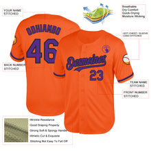 Load image into Gallery viewer, Custom Orange Purple-Black Mesh Authentic Throwback Baseball Jersey