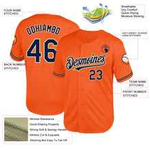 Load image into Gallery viewer, Custom Orange Navy Cream-Old Gold Mesh Authentic Throwback Baseball Jersey