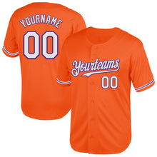 Load image into Gallery viewer, Custom Orange White-Purple Mesh Authentic Throwback Baseball Jersey