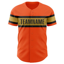 Load image into Gallery viewer, Custom Orange Black-Old Gold Authentic Baseball Jersey