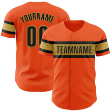 Load image into Gallery viewer, Custom Orange Black-Old Gold Authentic Baseball Jersey