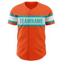 Laden Sie das Bild in den Galerie-Viewer, Custom Orange Aqua-White Authentic Baseball Jersey