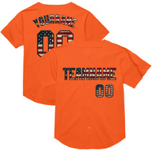 Load image into Gallery viewer, Custom Orange Vintage USA Flag-Black Mesh Authentic Throwback Baseball Jersey