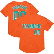 Load image into Gallery viewer, Custom Orange Aqua-White Mesh Authentic Throwback Baseball Jersey