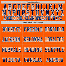 Load image into Gallery viewer, Custom Orange Navy-Gold Mesh Authentic Throwback Football Jersey