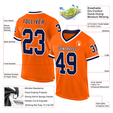 Load image into Gallery viewer, Custom Orange Navy-White Mesh Authentic Throwback Football Jersey