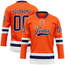 Charger l'image dans la galerie, Custom Orange Navy-White Hockey Lace Neck Jersey