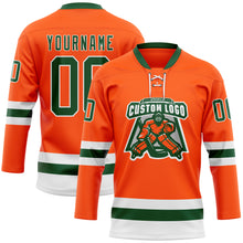 Charger l'image dans la galerie, Custom Orange Green-White Hockey Lace Neck Jersey