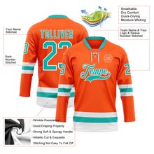 Charger l'image dans la galerie, Custom Orange Aqua-White Hockey Lace Neck Jersey