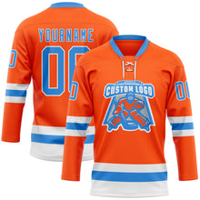 Charger l'image dans la galerie, Custom Orange Powder Blue-White Hockey Lace Neck Jersey